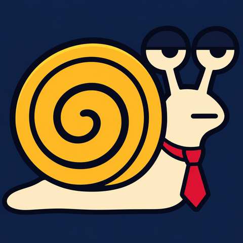 A bored snail in a red tie